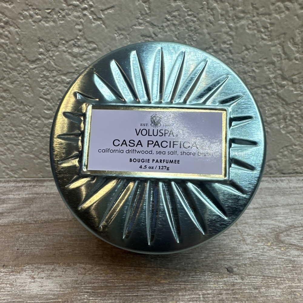 $15 🌙 Voluspa Decorative Petite Tin 4 oz Casa Pacifica NEW